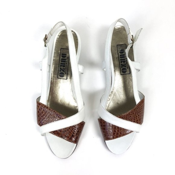 SALE ! Vintage Croc Leather Strappy Wedge Sandals - Picture 2 of 8